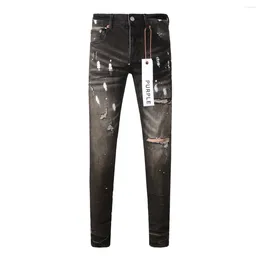 Women's Pants Fashion High Quality Purple Brand Jeans With Street Distressed Black Repair Low Rise Skinny Denim