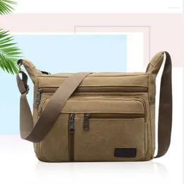 Bag Men Canvas Crossbody Bags Single Shoulder Travel Casual Handbags Messenger Solid Zipper Schoolbags For Teenagers