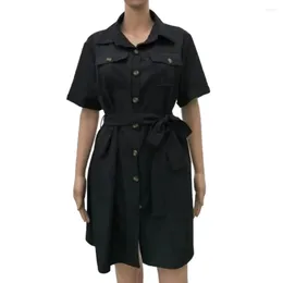 Casual Dresses Button-up Shirt Dress Women V Neck Button Down With Belted Pocket Women's Summer Short For Streetwear