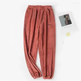 Women's Sleepwear Girls' Coral Fleece Pants Sleep Bottoms Autumn Winter Warm Pajamas Loose Outer Wear Trousers Pyjamas