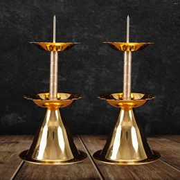 Candle Holders 2Pcs Metal Candlestick Candelabra Fireplace Party Buddhist