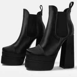 HBP Non-Brand 2024 satin surface dressing shoes high- plus waterproof heels thick bottom platform fashion boots