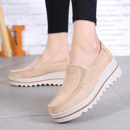 Walking Shoes Muffin Woman Thick Bottom Slope Big Size Shoe Pedalling Leather Shaking Women Breathable Genuine