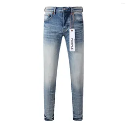 Women's Pants Purple Brand Jeans Fashion High Quality Street Blue Patch Repair Low Rise Skinny Denim