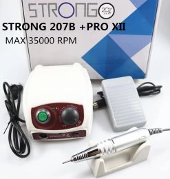 Drills STRONG 210 /207 35000RPM Control Box & STRONG 210 PRO Micromotor Handpiece Electric Manicure Drill Set For Nail polishing device