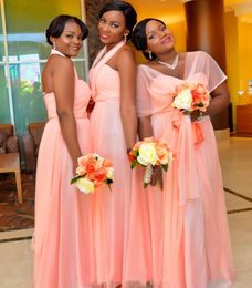 Blush Pink Chiffon Long Bridesmaid Dresses Sweetheart Convertible Custom Made Formal Wear Gowns Plus Size Wedding Guest Dress4793543