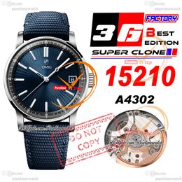 Code 11.59 15210 A4302 Automatic Mens Watch 3GF 41mm Steel Case Blue Index Textured Dial Nylon Leather Strap Super Edition Puretimewatch Reloj Hombre