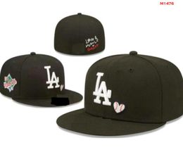 2024 Men's Baseball Dodgers Fitted Hats Classic World Series Hip Hop Sport SOX Full Closed LA NY Caps Chapeau 1995 Stitch Heart " Series" " Love Hustle Flowers a9