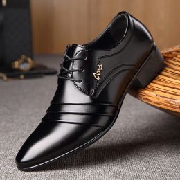 Shoes 2021 New Fashion Mens Leather Shoes Wedding Business Dress Nightclubs Oxfords Breathable Working Lace Up Shoes