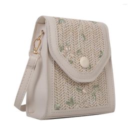 Totes Women Fashion Satchel Bags Simple Floral Straw Messenger Bag Lightweight Crossbody Breathable For Summer Beach Holiday