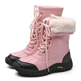 HBP Non-Brand Winter new Martin boots for women plush warm outdoor snow boots waterproof and anti slip high cotton shoes classy leather boots