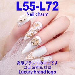 Nail Art Decorations 10 Pcs(L55-L72) Luxury Metallic Jewelry Gold & Silver Brand Logo Shiny Rhinestone Diamond Charm Decorative Accessories