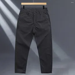 Men's Pants Men Soft Breathable Mid Waist Casual With Button Zipper Closure Straight Thin Loose Fit Trousers For Sweat