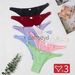 Women's Panties 3Pcs Set Womens Panties Heart Ring Sexy Women Briefs Seamless Thongs Underwear Female Low Waist Breathable Intimate Lingerie 240319