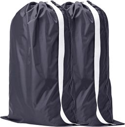 2 Pack Laundry Bag with Shoulder Strap, Sturdy Drawstring Rips and Tears Resistant Nylon Fabric, Collapsible Large Clothes Storage for College