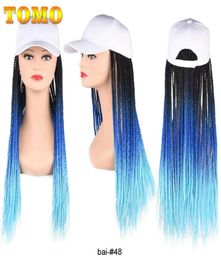 Long Baseball Cap Braids Wigs Ombre Colour Synthetic Box Braided Hair Hat Wig Adjustable For Girl High Temperature Fibre 24quot8139729