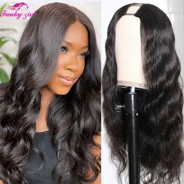 Synthetic Wigs Synthetic Wigs FG Body Wave U Part Wig Non-Lace Glueless Peruvian Remy Human Hair Wigs For Black Woman 150% density Middle Flawless Upart Wigs 240327