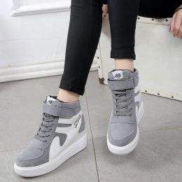 Shoes Red Sneakers Women 2023 New High Top Platform Casual Wedges Autumn Winter Female Black Internal Increase Vulcanize Shoes Laceup