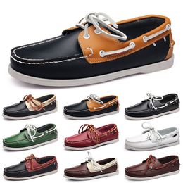 Sapatos casuais masculinos preto lazer prata taupe dlives marrom cinza vermelho verde andando baixo macio multis couro masculino tênis ao ar livre formadores sapatos de barco respirável aa019