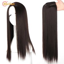 Synthetic Wigs Synthetic Wigs MEIFAN Long Synthetic Clip on Hair Topper Add Volume Middle Part Invisible Closure Hairpiece for Covering White Hair 240328 240327