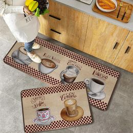 Carpets Coffee Printed Decor Floor Mat Single Sided Waterproof Anti-slip Washable Bedroom Kitchen Living Room