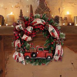 Decorative Flowers Christmas Wreath Red Car Decor With Berries Front Door For Xmas Office Fireplace Holiday Outdoor