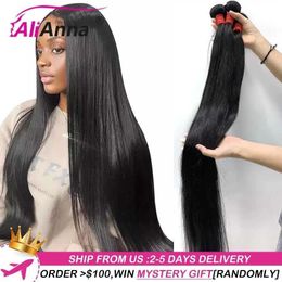 Synthetic Wigs Lace Wigs 10A 36 38 40 Inch Human Hair Bundles Brazilian Hair Weave Bundles Straight Human Hair Bundles 30 Inch Bundles Hair 240328 240327