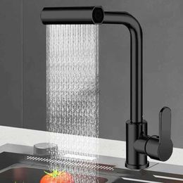 Kitchen Faucets Stainless Steel Kitchen Faucet 360 Rotary Waterfall Flow Head For Heat Sprayer And Cold Water Sink Faucet Kitchen Faucet 240319