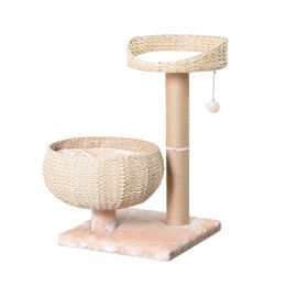 Petpals Paper Rope Hand Made Natural Bowl Shaped with Perch Cat Tree Scratching Post