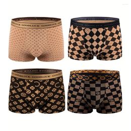 Underpants 4Pcs/Lot Sexy Men's Panties Cotton BoxerShorts Man Underwear Mens Boxers Breathable Comfortable Male Printed