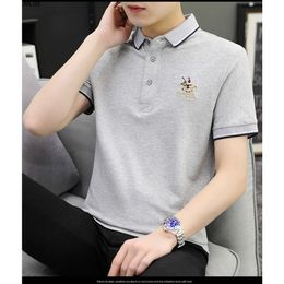 Polo Shirt Mens Summer New Fashionable Embroidered Lapel Business Casual Pure Cotton Short Sleeved T-shirt Tkgu {category}