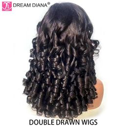 Synthetic Wigs Synthetic Wigs DreamDiana 100% Malaysia Hair Double Drawn Vietnamese Raw Human Hair Wigs 250 Density 13X4 HD Ombre Bouncy Wave Wear And Go Wigs 240329