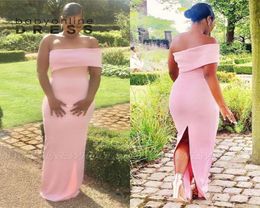 Country Garden Wedding Guest Pink Bridesmaid Dresses Elegant One Shoulder Sheath With Back Slit Long African Girls Maid of Honor G4743762