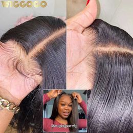 Synthetic Wigs Lace Wigs Wiggogo 40 Inch Glueless Wigs Ready To Wear And Go Glueless Human Hair Wig Pre Cut 4X4 Straight Lace Wig 5X5 Hd Lace Closure Wig 240328 240327