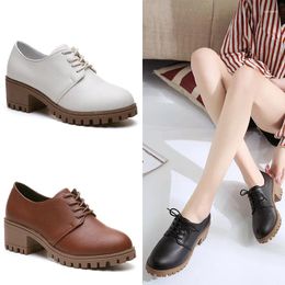 Casual Shoes Ladies Leather 2024 Summer Rock Thick-soled Pure Color Breathable Women's