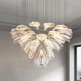 Chandeliers Modern Creative Design LED Chandelier For Living Room Luxury Flower Glass Indoor Lighting Home Decor Silver Hanging Lamps