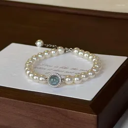 Link Bracelets Fashion In Elegant Pearl Beaded Diamonds Bracelet For Women Trendy Jewelry Woman Items