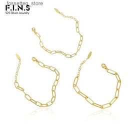 Charm Bracelets F.I.N.S Korean Fashion Design Simple 925 Sterling Silver Link Chain Stackable Minimalist Fine Jewelry for Women Men L240319