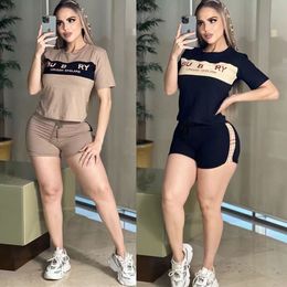 24SS new cotton short-sleeved suit designer ladies two-piece letter-printed T-shirt shorts outdoor leisure luxury suit women