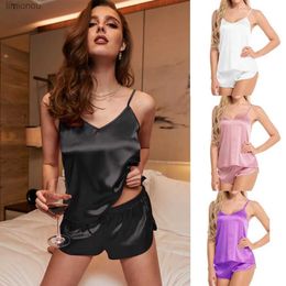 Women's Sleepwear Women Pajamas Lingerie Set Satin Silk Camisole Shorts Sets 2 Pieces Sleepwear Top Shorts Nightwear Suits Sleeveless UnderwearC24319