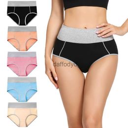 Women's Panties Molasus 5pcs Womens Cotton Panties Soft Color Matching Underwear Ladies High Waisted Briefs for Girls/Mother Sports Work Sleep 240319