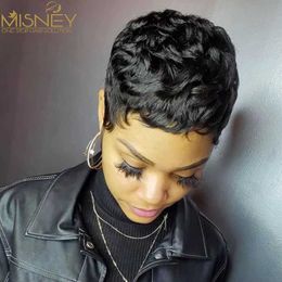 Synthetic Wigs Synthetic Wigs Short Bob Straight Human Hair Wigs Natural Colour Brazilian Remy Hair Pixie Cut Wig Cheap Human Hair Wig For Black Women Misney 240327