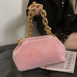 Totes Soft Faux Fur Clutch Handbags Famous Brands Women Shoulder Bag Ladies Armpit 2024 Winter Women's Hand And Purses