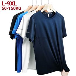 Men's T-Shirts 9xl Large Plus Size Quick Dry Short Sleeve T-shirt Gym Trainer Fitness Running Teen Breathable Sportswear 240327