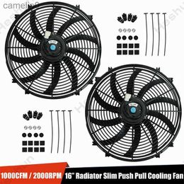 Electric Fans 2pcs 16 Inch 12V 120W Universal Slim Reversible Electric Radiator Cooling AUTO FAN Push With mounting kit TypeC24319