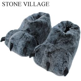 Slippers High Quality Paw Slippers Funny Animal Slippers Women Winter Monster Claw Plush Home Slipper Men Soft Indoor Floor Shoes