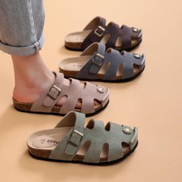 Slippers Summer Women Straps Out Beach Shoes Several Colors Closed Toe Cow Suede Leather Sandals