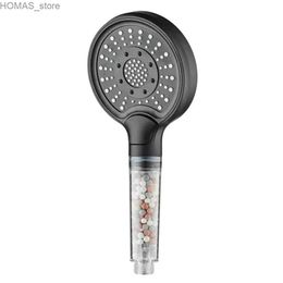 Bathroom Shower Heads Black Large Flow Rainfall Shower Head with Filter 3 Modes High Pressure Water Saving Spray Nozzle Massage Bathroom Showerhead Y240319