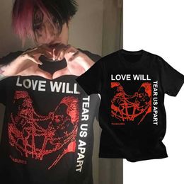 Men's T-Shirts Mens T-shirt Lil Peep Love will tear us apart Print Oversized Hip Hop T-shirt Streetwear Casual Tops Unisex 240327