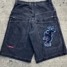 Hip Hop Jnco Jeans Denim Shorts Vintage Pattern Men Women Summer Harajuku Gothic Men Basketball Purple Shorts Streetwear 383